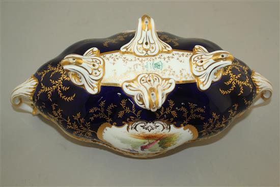 A fine Coalport boat shaped two handled vase, early 19th century, 33cm